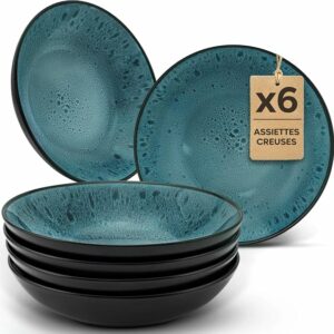 assiette creuse bleu